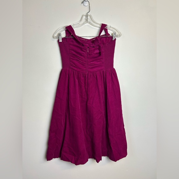 Anthropologie HD in Paris Size 6 Mini Corduroy Dress Purple Magenta Strapless - Picture 2 of 16